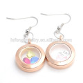 Unique design jewelry Rose gold earrings floating birthstone locket pendant charm gold earring for gils gifts